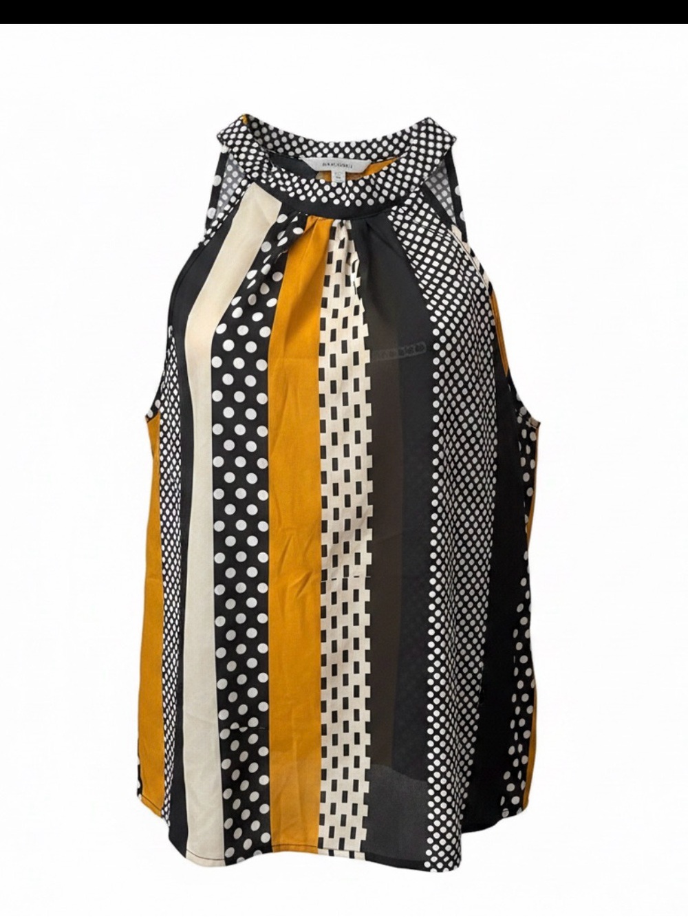SHEIN Black, White & Mustard Mixed-Print Halter Camisole